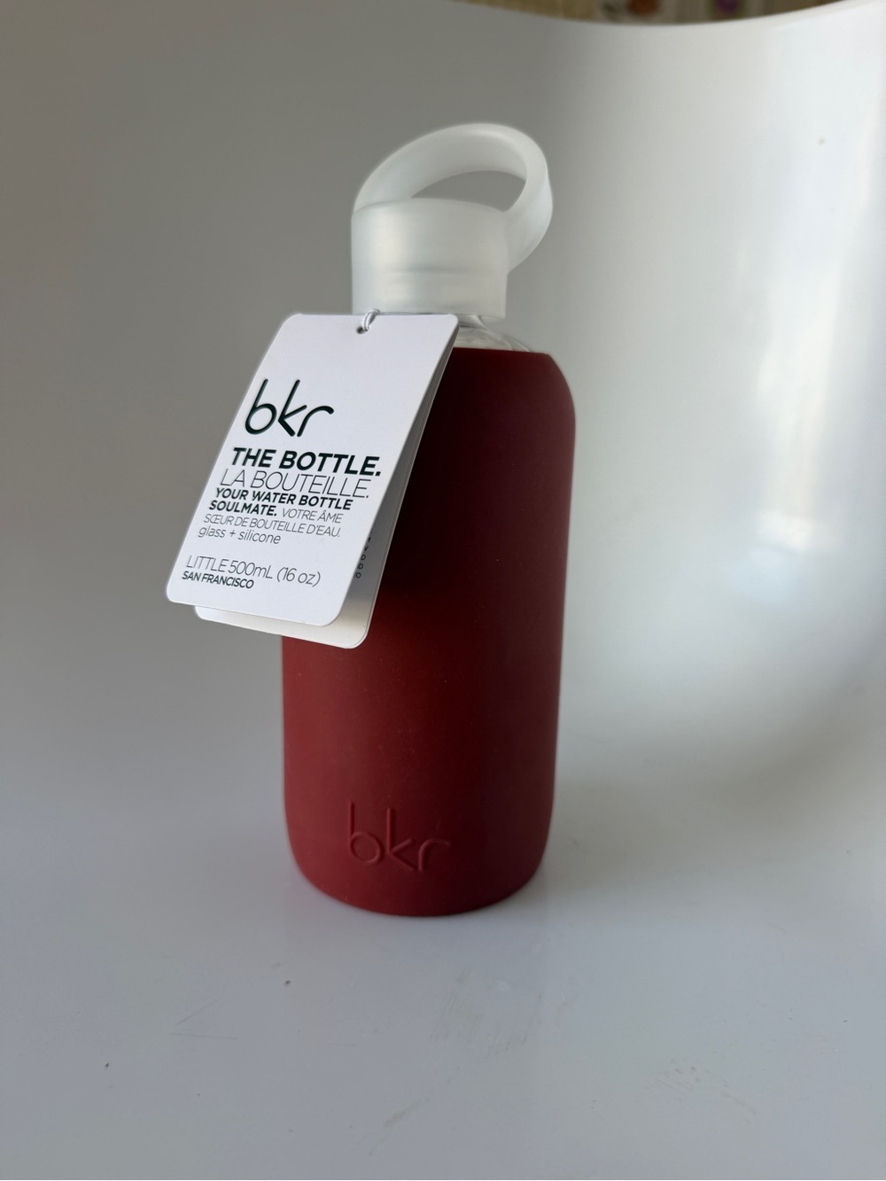 BKR Glass Water Bottle Lucia Red Little 16oz/500ml
